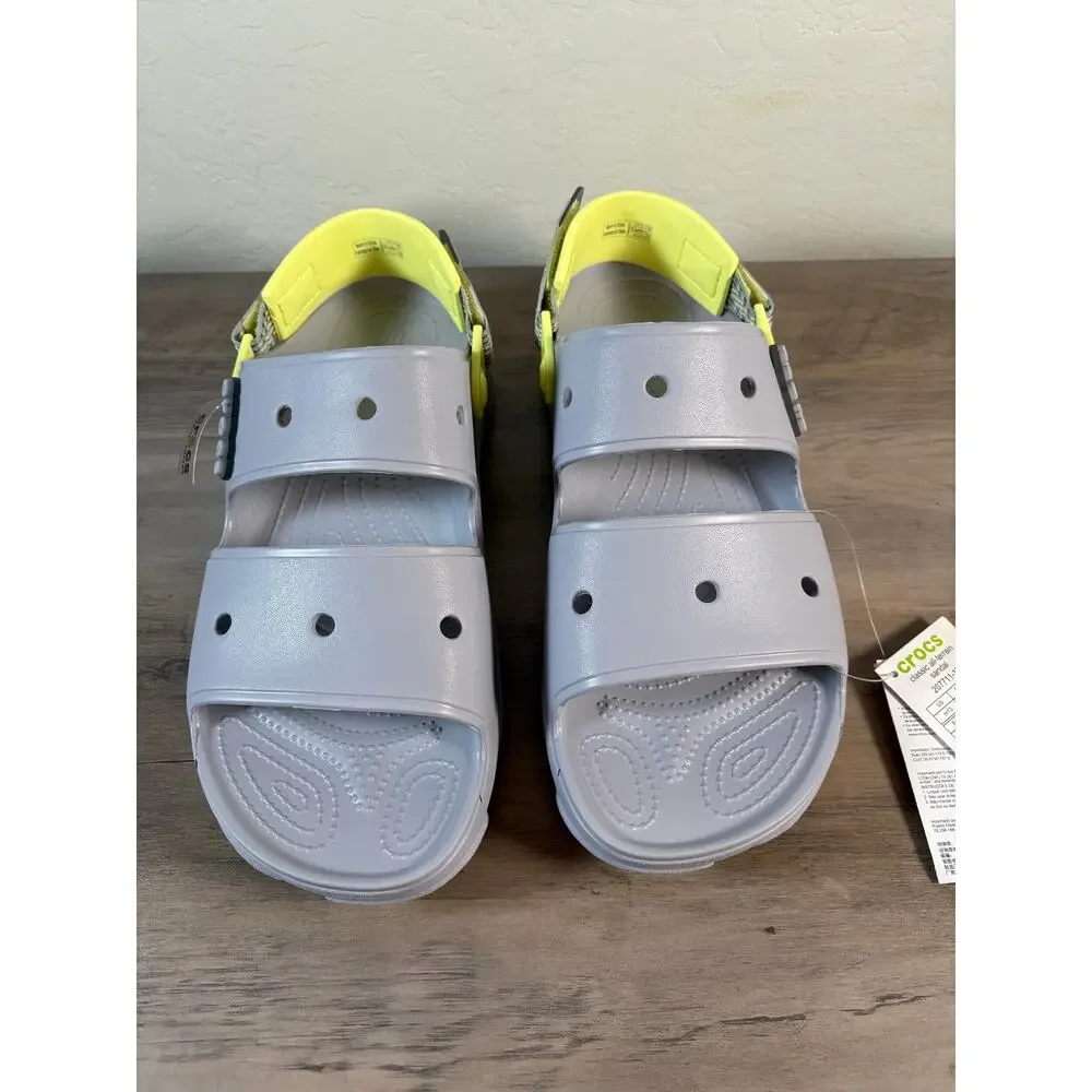 Crocs Classic All-Terrain Sandal Grey‎ Lime Green 207711-1FH Mens 13 Womens 15